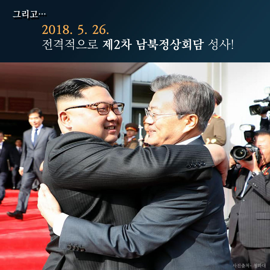 그리고. 2018.5.26 전격적으로 제 2차 남북정상회담 성사!